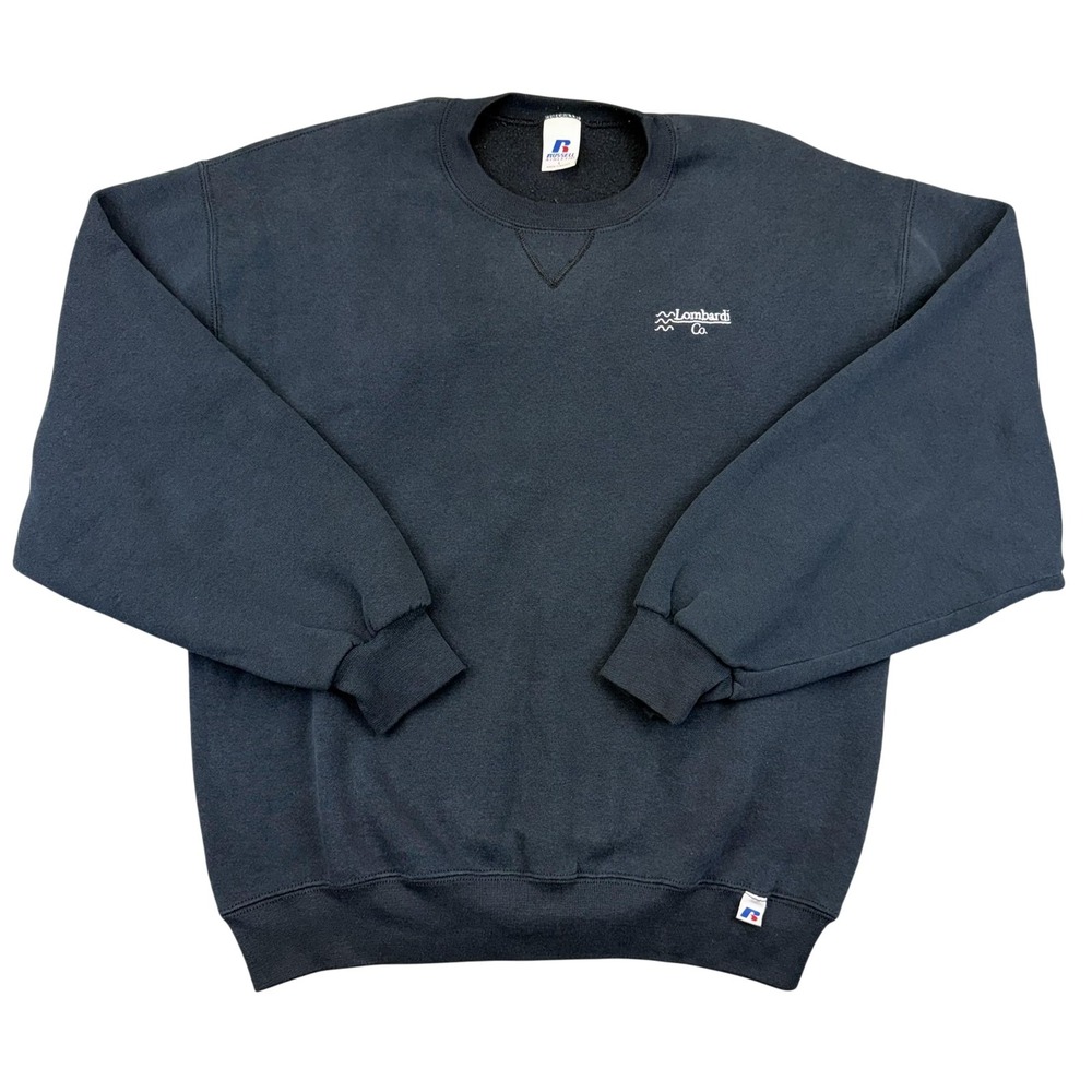Russell Athletic Sweatshirt‎ Mens Large Black Crewneck Lombardi Co Embroidered